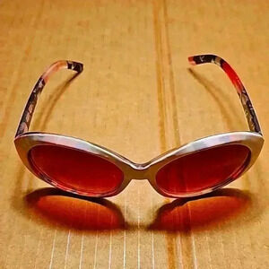 Womens Anne Klein White & Floral Print Wide Rim Sunglasses